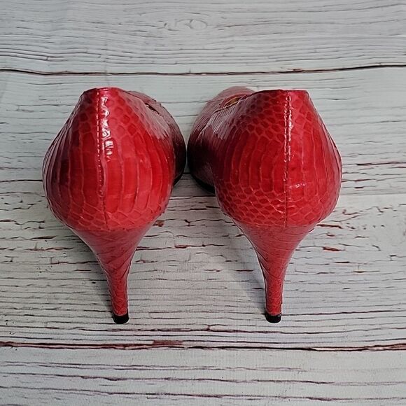 Stefani Red Leather Animal Print Prints Size 7.5 NWOT - Picture 5 of 10